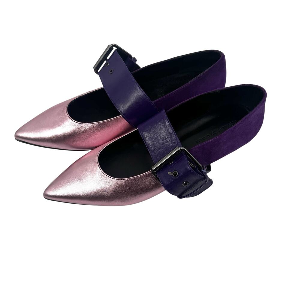 Purification Garcia Purple Metallic Buckle Point Toe Flats Shoes Womens Size 9.5 - Picture 4 of 12